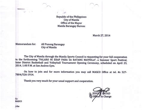 halimbawa ng memorandum tungkol sa trabaho